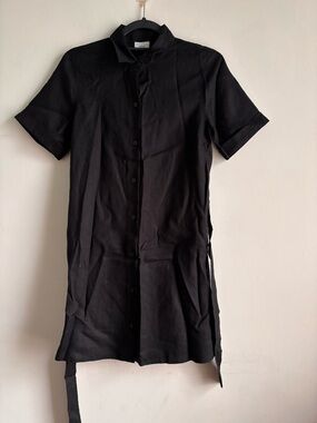 Wilfred Black Short-Sleeve Button Down Shirt Dress